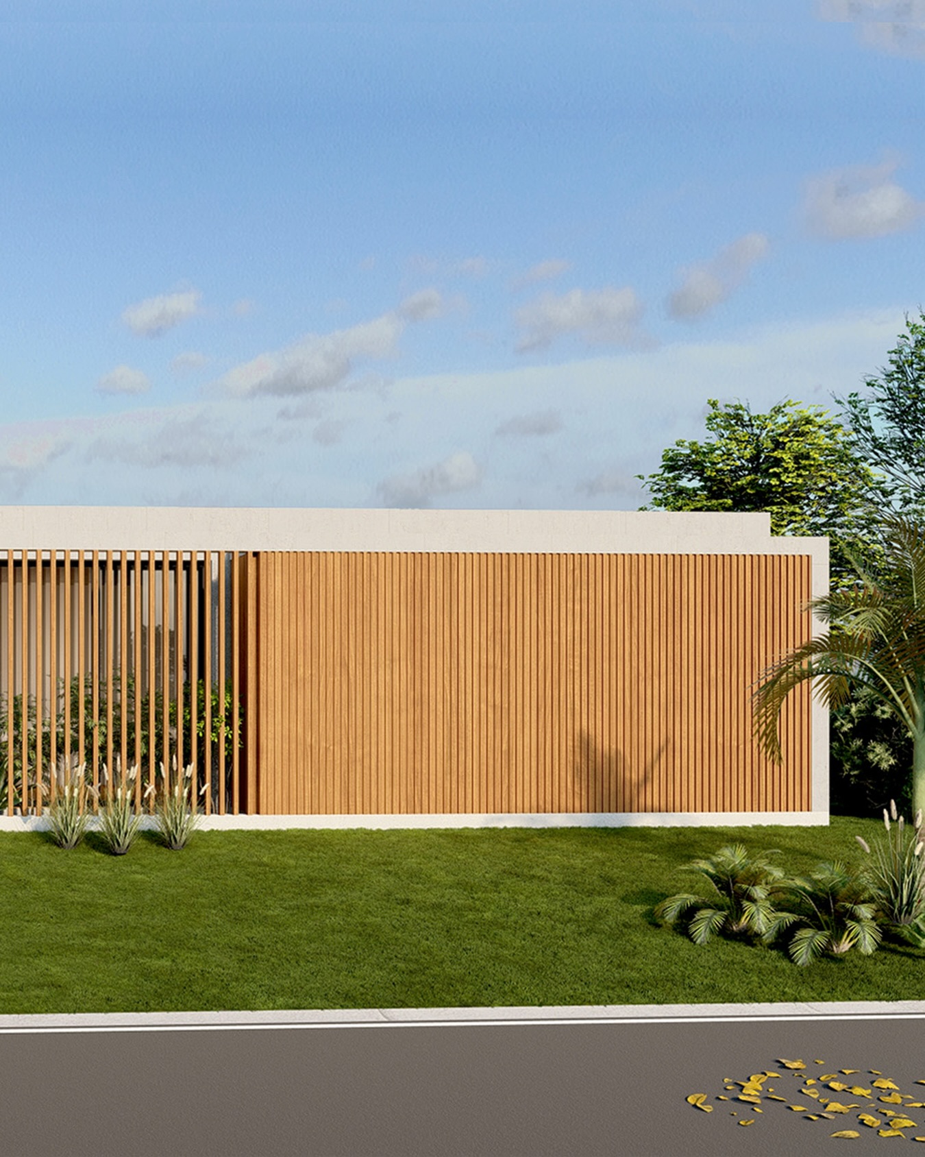 Vivienda en Cavas de la Tahona — acceso con piedra, madera y verde
